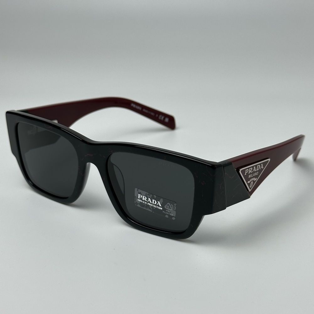 PRADA PR10ZSF 11F5S0 Black Etruscan Marble Dark Grey Sunglasses - Picture 5 of 12